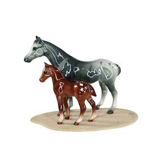 Hagen Renaker Postage Stamp Miniature Appaloosa Horse Mare Foal *Repaired*